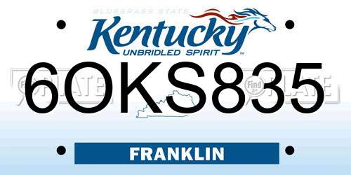 6OKS835 Kentucky License Plate