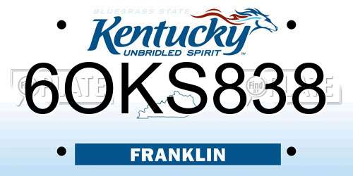 6OKS838 Kentucky License Plate