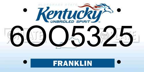 6OO5325 Kentucky License Plate