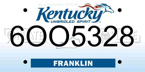 6OO5328 Kentucky License Plate