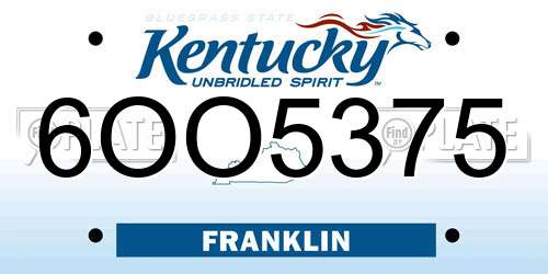 6OO5375 Kentucky License Plate