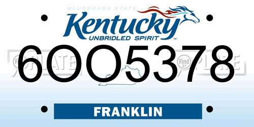6OO5378 Kentucky License Plate