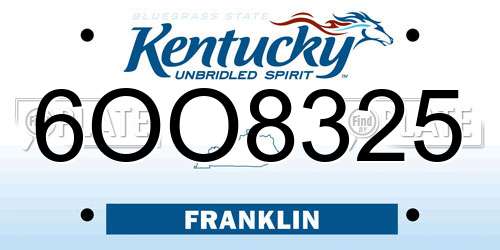 6OO8325 Kentucky License Plate