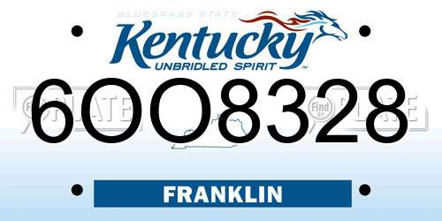 6OO8328 Kentucky License Plate