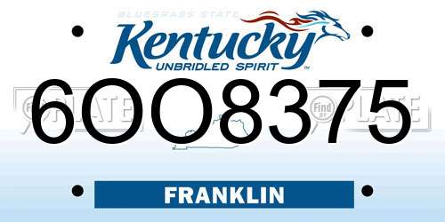 6OO8375 Kentucky License Plate