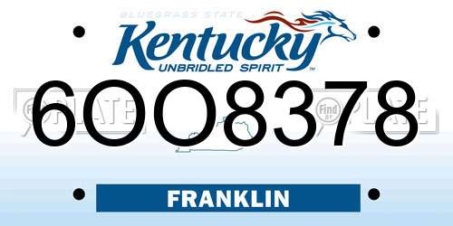6OO8378 Kentucky License Plate