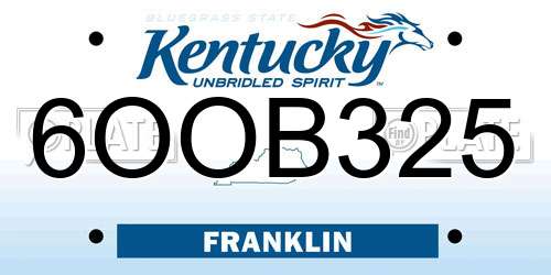 6OOB325 Kentucky License Plate