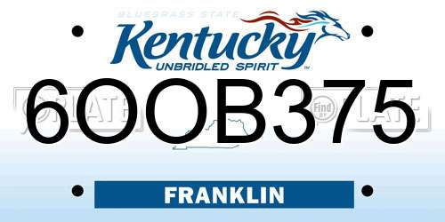 6OOB375 Kentucky License Plate