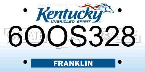 6OOS328 Kentucky License Plate
