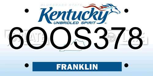 6OOS378 Kentucky License Plate