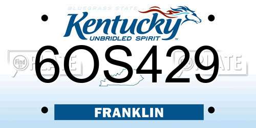 6OS429 Kentucky License Plate
