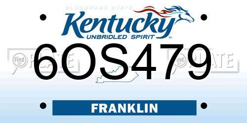 6OS479 Kentucky License Plate