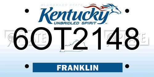 6OT2148 Kentucky License Plate