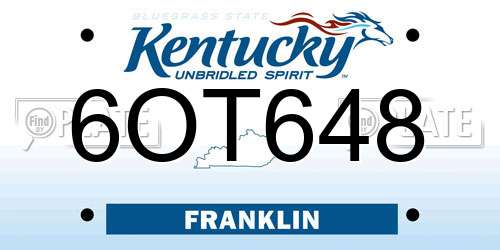 6OT648 Kentucky License Plate
