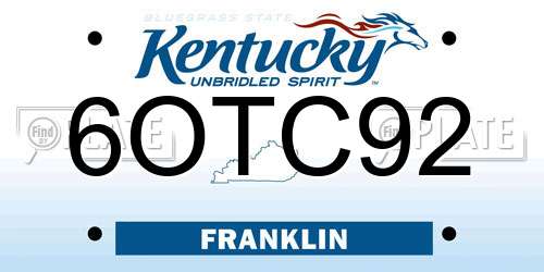 6OTC92 Kentucky License Plate