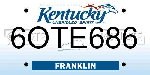 6OTE686 Kentucky License Plate