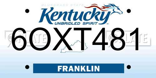 6OXT481 Kentucky License Plate