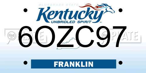 6OZC97 Kentucky License Plate
