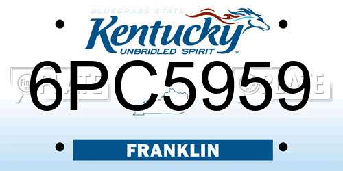 6PC5959 Kentucky License Plate