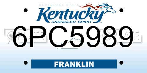 6PC5989 Kentucky License Plate