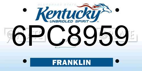 6PC8959 Kentucky License Plate
