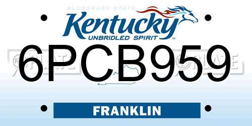 6PCB959 Kentucky License Plate