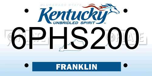 6PHS200 Kentucky License Plate