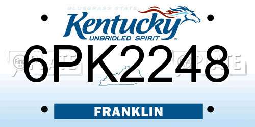 6PK2248 Kentucky License Plate