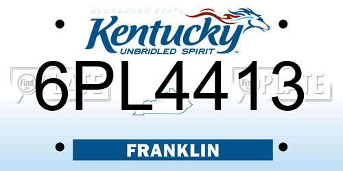 6PL4413 Kentucky License Plate