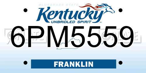 6PM5559 Kentucky License Plate