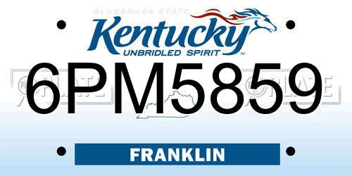 6PM5859 Kentucky License Plate