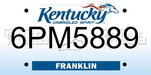 6PM5889 Kentucky License Plate