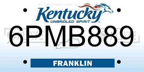 6PMB889 Kentucky License Plate