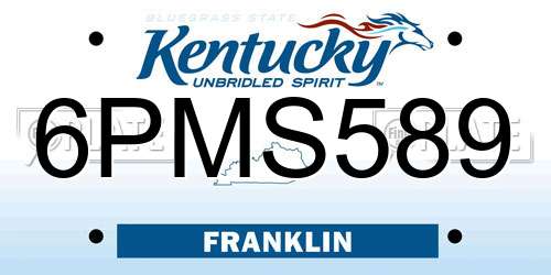 6PMS589 Kentucky License Plate