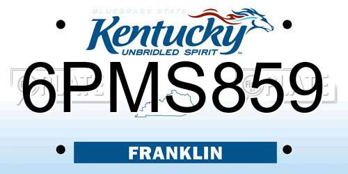 6PMS859 Kentucky License Plate