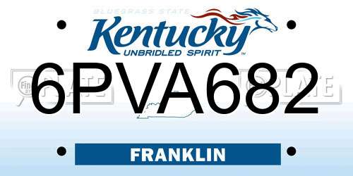 6PVA682 Kentucky License Plate