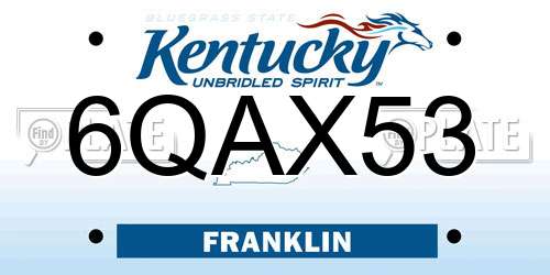 6QAX53 Kentucky License Plate