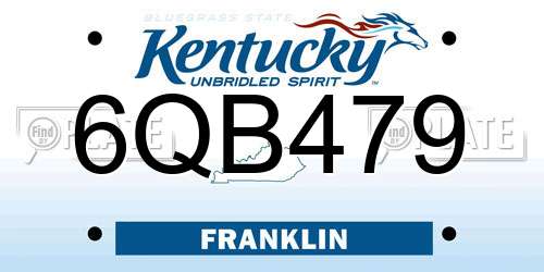 6QB479 Kentucky License Plate