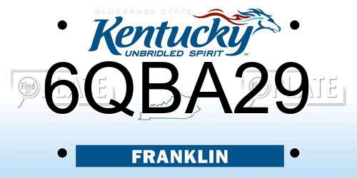 6QBA29 Kentucky License Plate