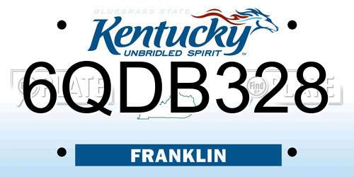 6QDB328 Kentucky License Plate
