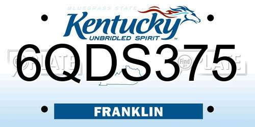 6QDS375 Kentucky License Plate