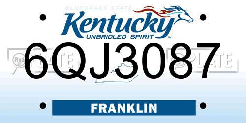 6QJ3087 Kentucky License Plate