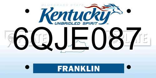 6QJE087 Kentucky License Plate