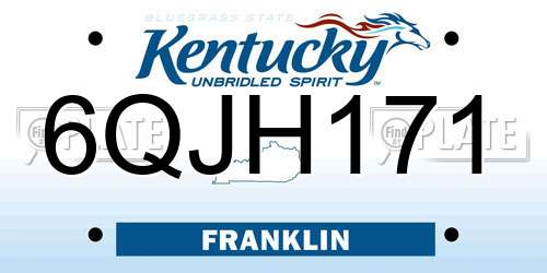 6QJH171 Kentucky License Plate