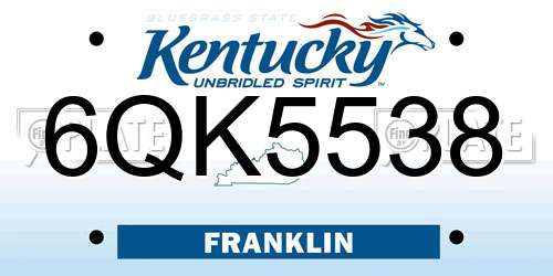 6QK5538 Kentucky License Plate