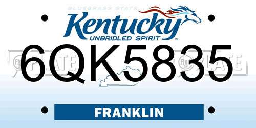 6QK5835 Kentucky License Plate