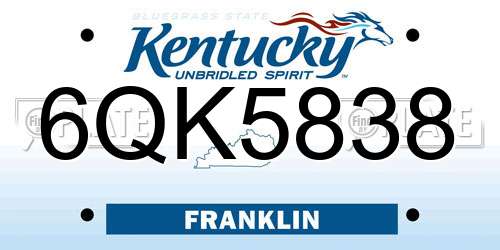 6QK5838 Kentucky License Plate