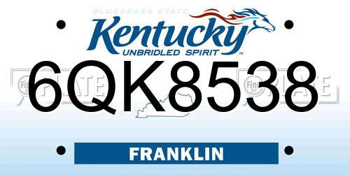 6QK8538 Kentucky License Plate