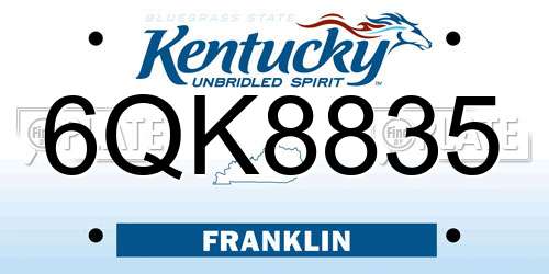 6QK8835 Kentucky License Plate