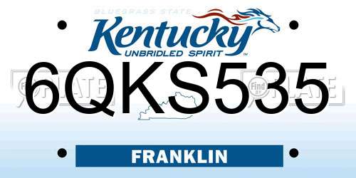 6QKS535 Kentucky License Plate